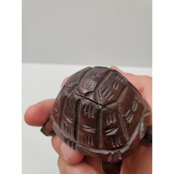 Vintage Ironwood Turtle Figurine / Handcarved Solid Wood Turtle Sculpture / - Picture 3 of 10